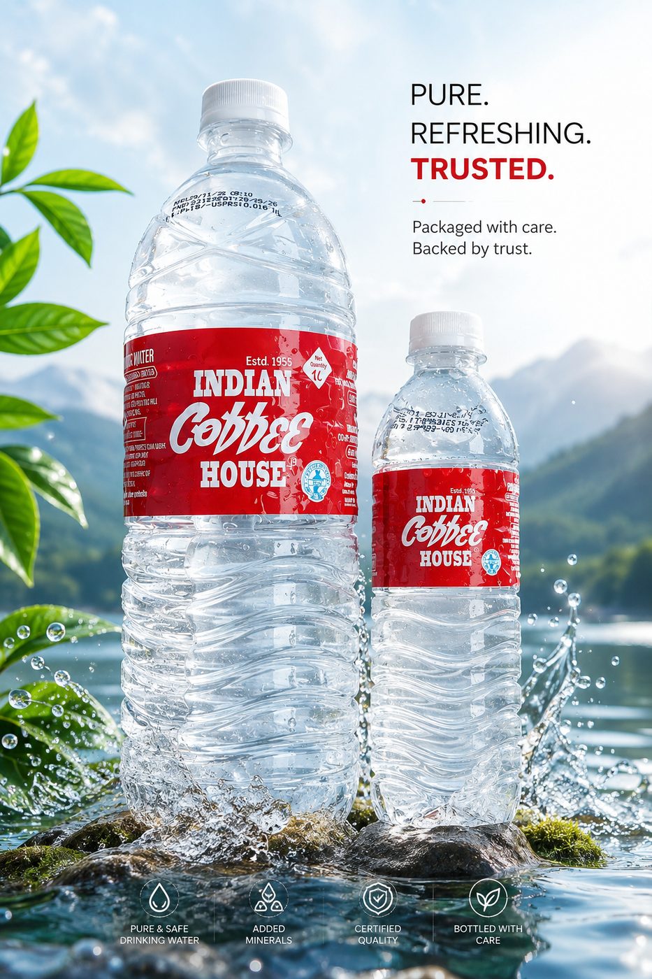 Indian Coffee House packaged drinking water bottles